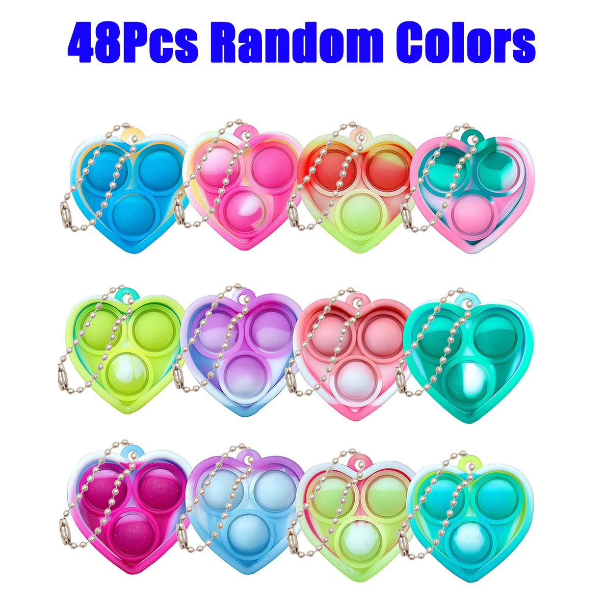 12/24/48Pcs Mini Pop Fidget Toy Pack Kit Keychain Stress Relief Toys