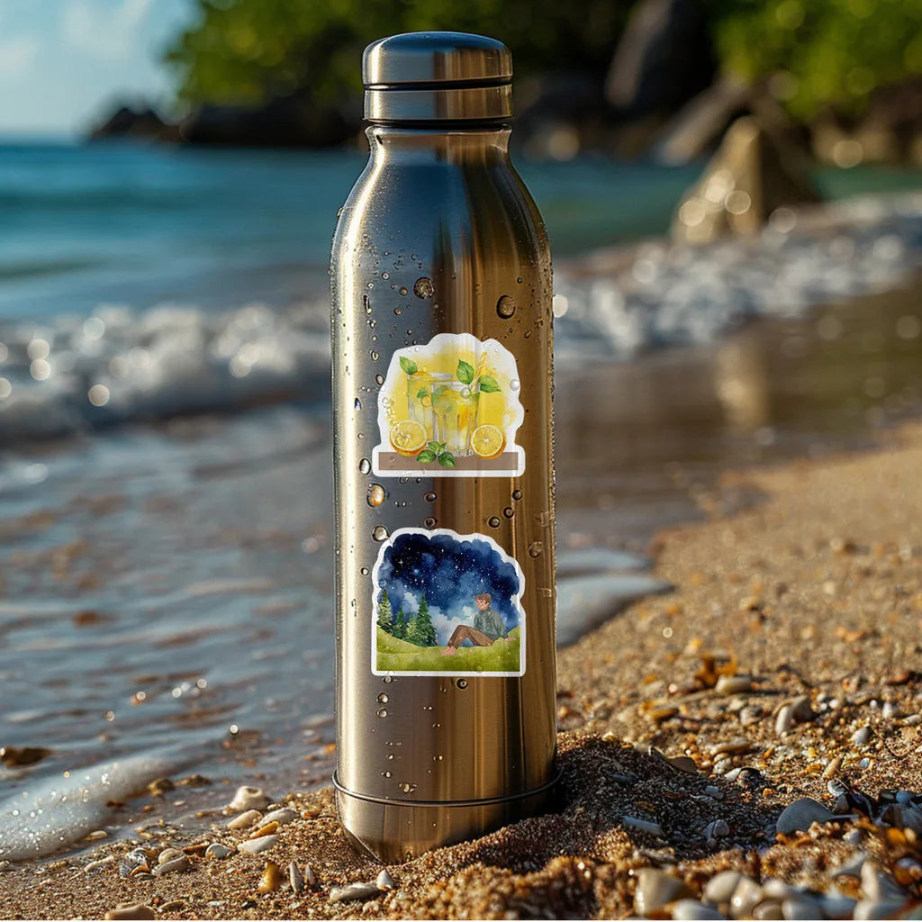 50PCS Watercolor Spring Graffiti Stickers - Waterproof Decorative Stickers