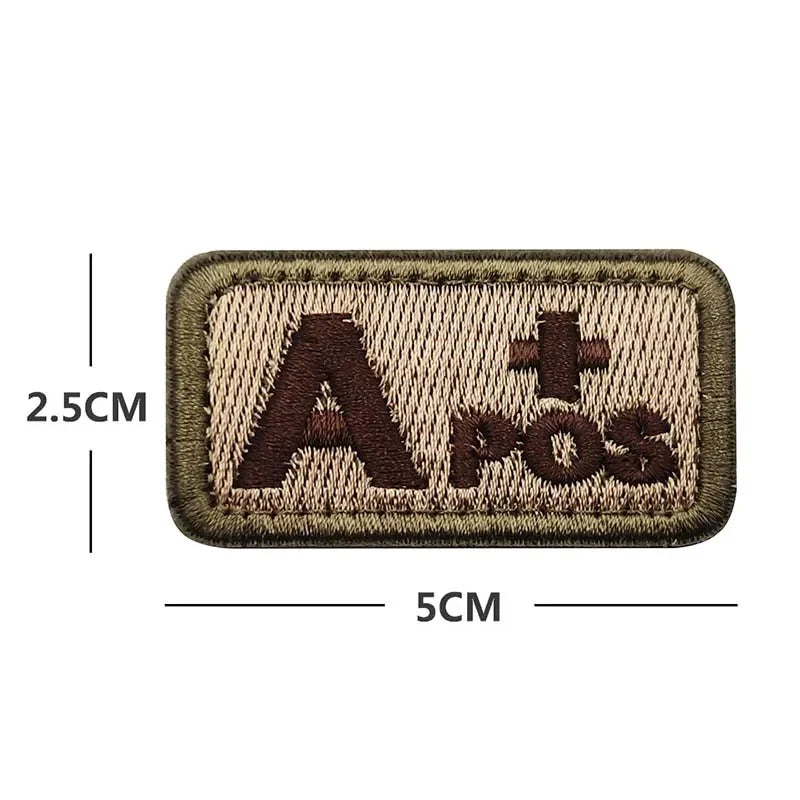 Blood Type Badges Fabric Applique Embroidery Hook and Loop Patches,Military Tactical Patch