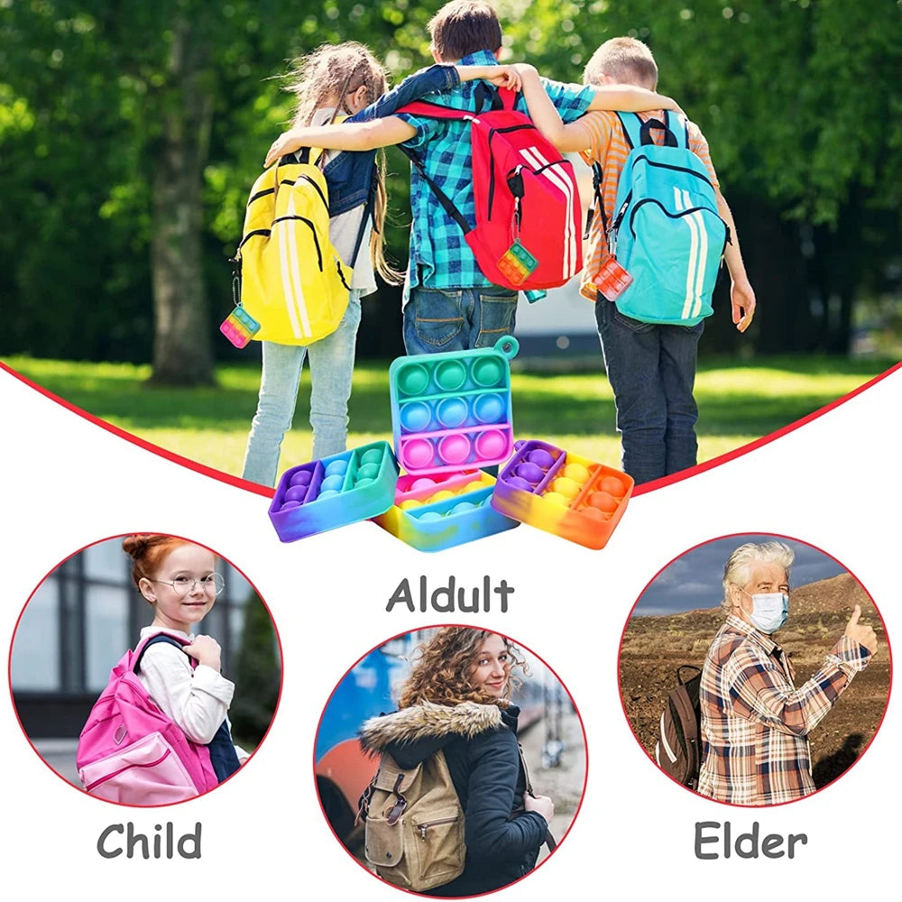 12/24/48Pcs Mini Pop Push Fidget Toys Set Keychain Fidget Toy