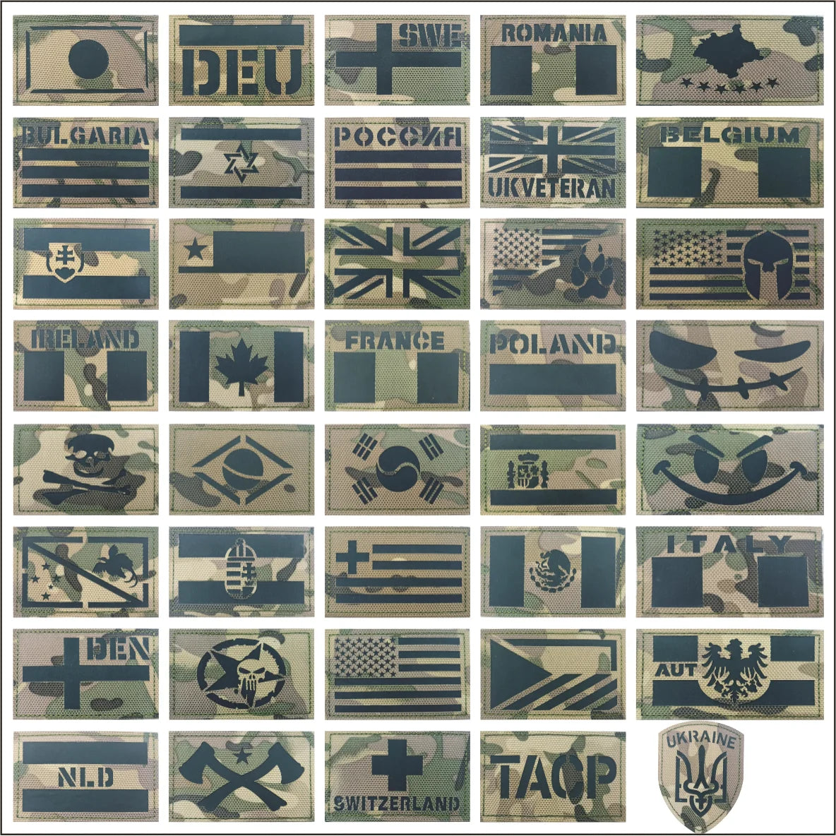 UK, Chile, Brazil, France Emblem Tactical Patch Hook & Loop Morale Badge Tactical Stickers