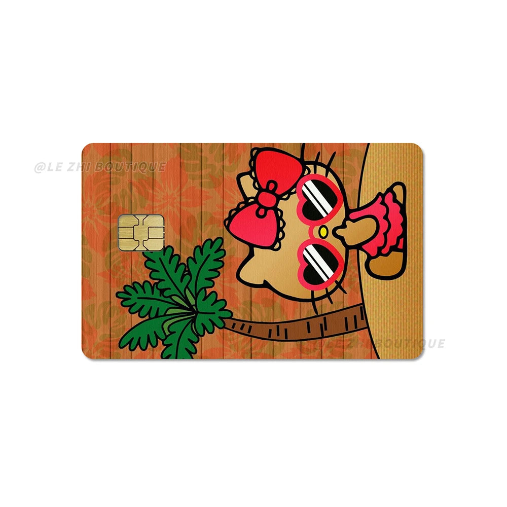 Hawaiian Black Skin Hello Kitty Diy Credit Debit Card Sticker Party Sticker Decoration Waterproof Sticker