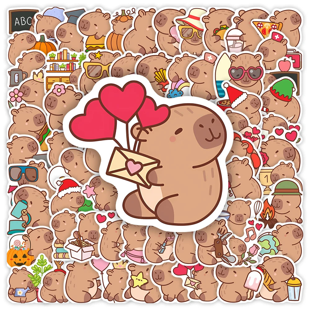 Cartoon Capybara Sticker Fun DIY Kid Toy Gift Decorative Decal