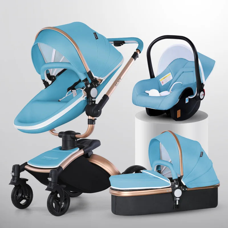 Baby Car Seat And Stroller Set Two-way Sitting And Lying Eggshell Stroller 360 Degree 3 In 1 Baby Stroller