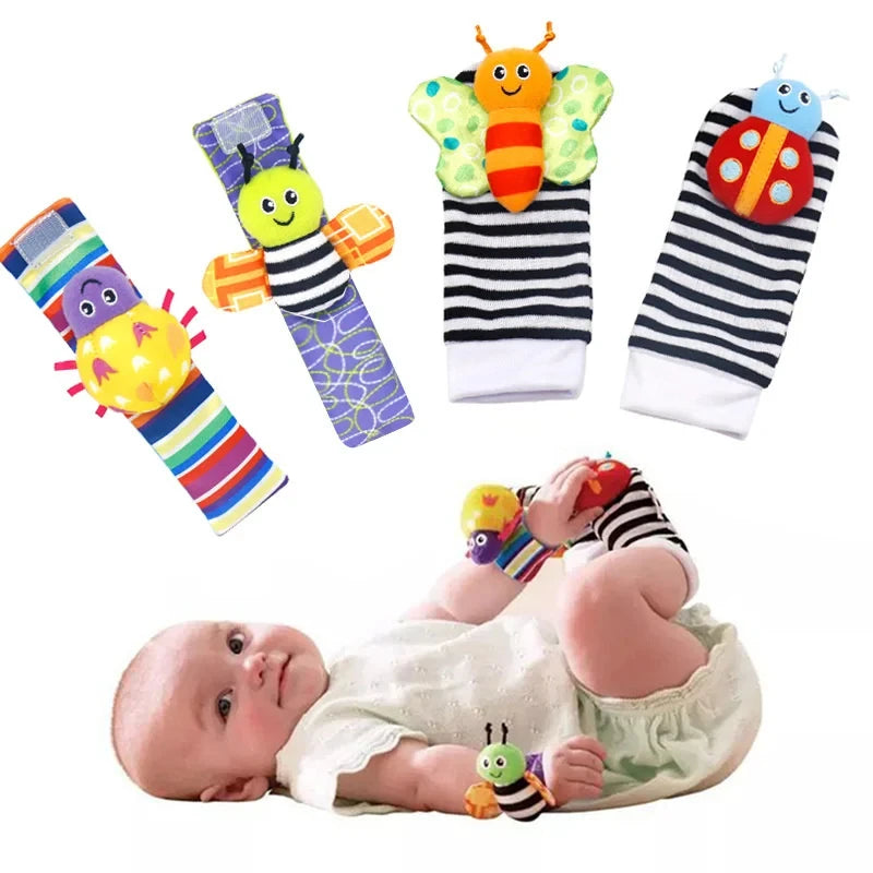 Baby Soft Plush Rattle Set – Wrist & Foot Toys (0–24 Months)