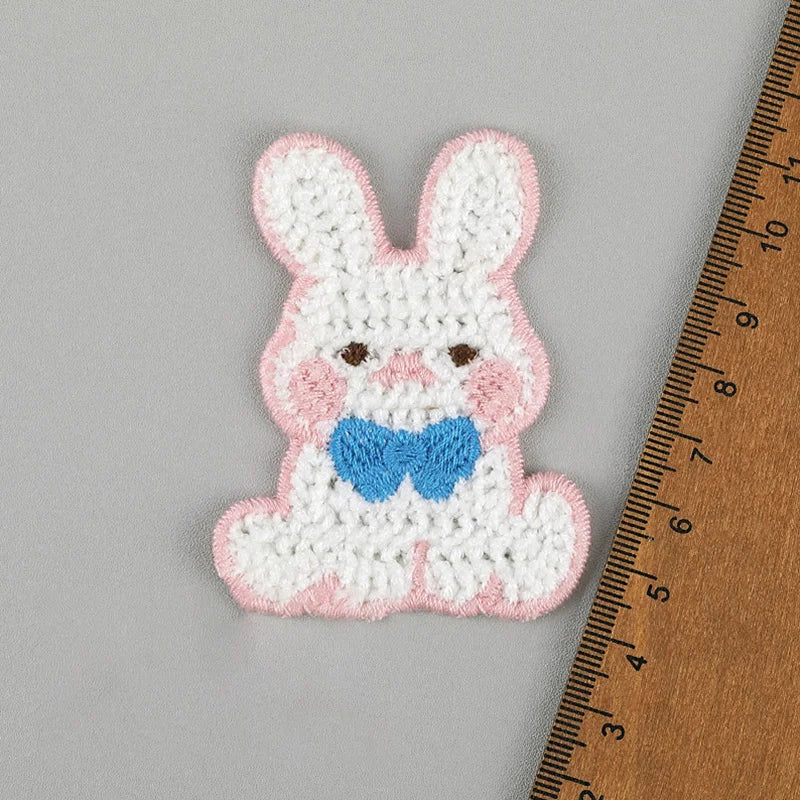 5pc Cartoon Little Rabbit Bear Love Cloth Sticker DIY Phone Case Decoration Cloth Patch