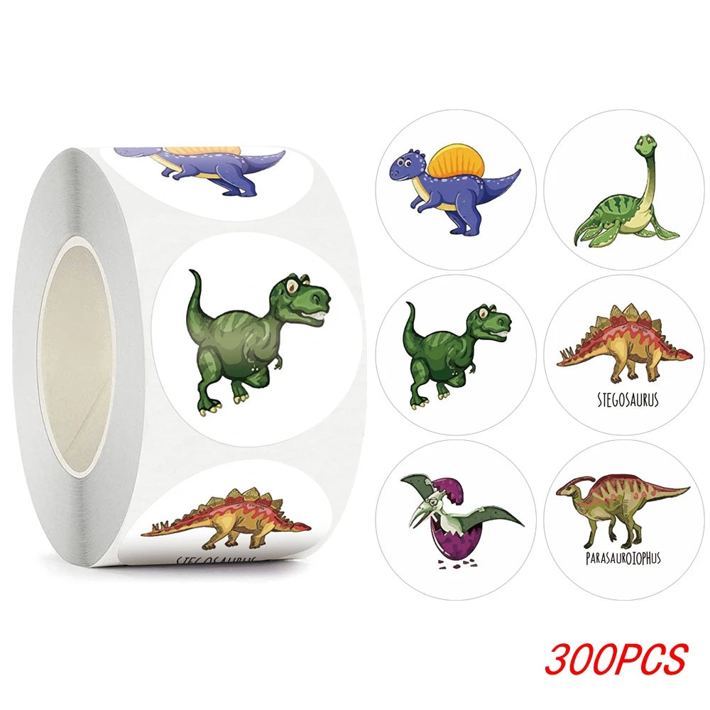 100-500pcs 1'' Round Dinosaur Stickers for Teacher Reward Stickers
