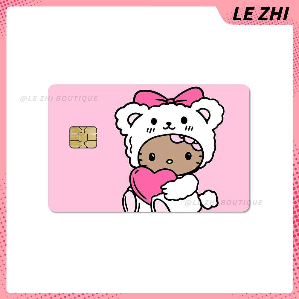 Hawaiian Black Skin Hello Kitty Diy Credit Debit Card Sticker Party Sticker Decoration Waterproof Sticker
