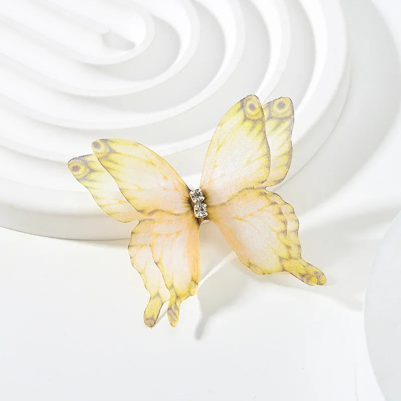 20pcs Double Sweet Butterfly Appliqued 3D Simulation Mesh Dreamy Bouquet Patch