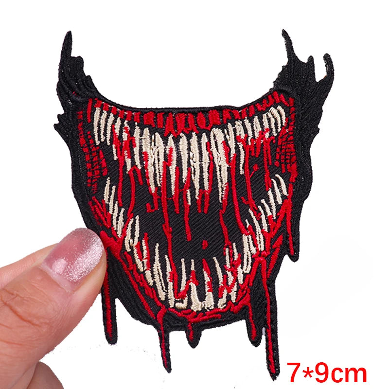 Rose Skull Embroidery Patch Punk Skull Patch Jackets Backpack Hats Sew DIY Iron On Patches For Clothing