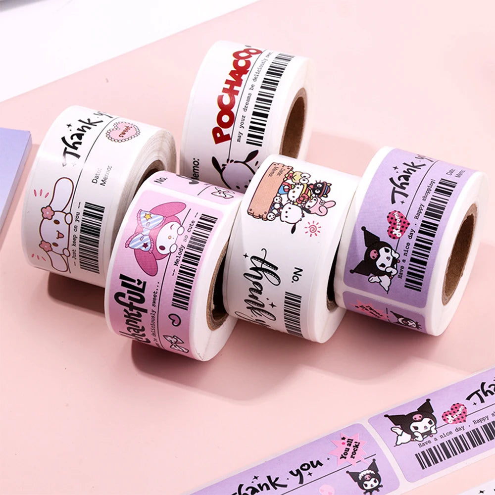 120pcs Cute Sanrio Kuromi My Melody Stickers Roll Kawaii Cartoon Anime Vinyl Decoration Decals