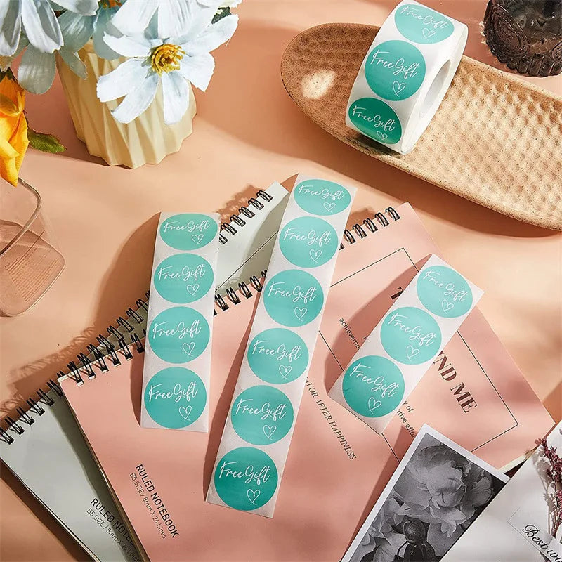 100-500pcs Free Gift Letters Labels Sticker Stationary Supplies Pink Thank You Sticker