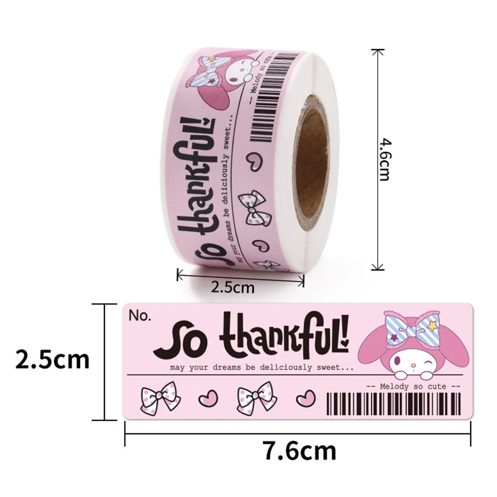 120pcs Cute Sanrio Kuromi My Melody Stickers Roll Kawaii Cartoon Anime Vinyl Decoration Decals