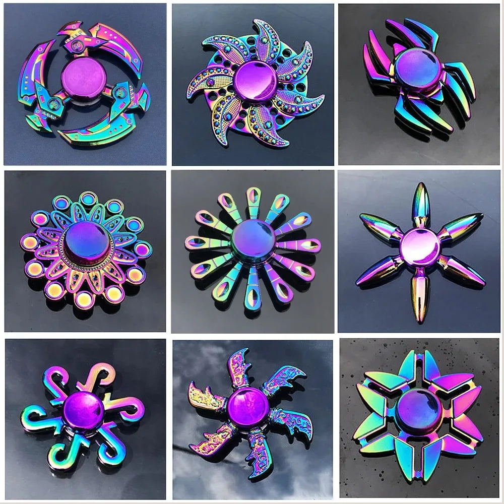 Metal Rainbow Fidget Spinner Gradient Color Gyro Anti-Anxiety Kids Adult Toys
