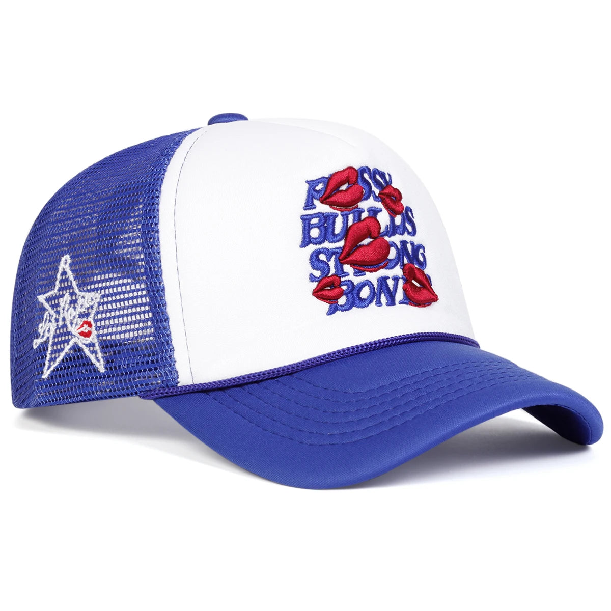 Unisex Lips Embroidered Mesh Baseball Cap – Adjustable Hat