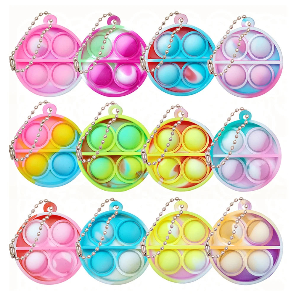 10-50pcs Mini Pop Keychain Toddler Sensory Fidget Toys Bulk Classroom Prizes for Kids