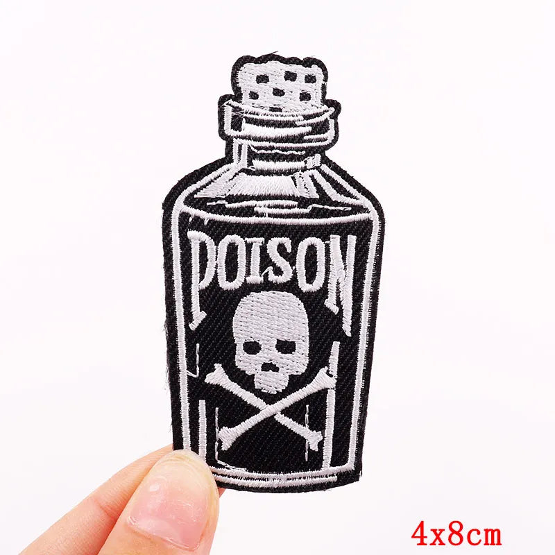 Rose Skull Embroidery Patch Punk Skull Patch Jackets Backpack Hats Sew DIY Iron On Patches For Clothing