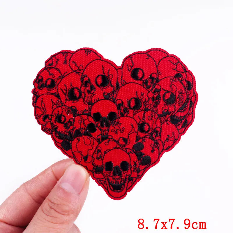 Rose Skull Embroidery Patch Punk Skull Patch Jackets Backpack Hats Sew DIY Iron On Patches For Clothing