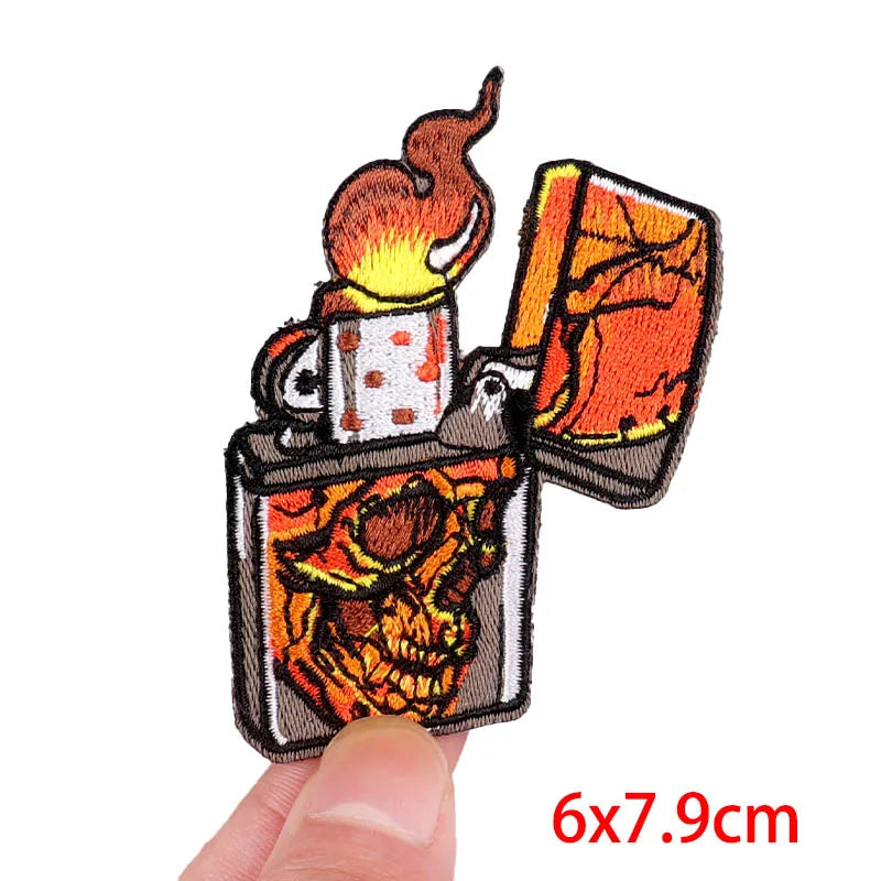 Rose Skull Embroidery Patch Punk Skull Patch Jackets Backpack Hats Sew DIY Iron On Patches For Clothing