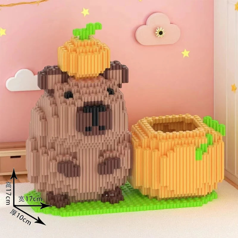 Capybara Building Block Pen Holder Multi-Function Desk Organizer for Decoration