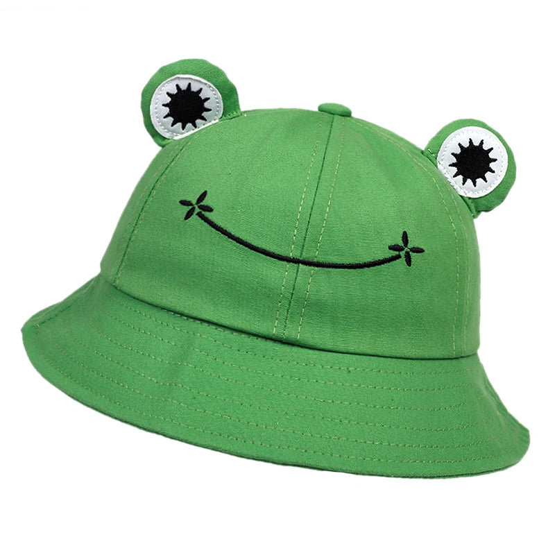 Cute Frog Bucket Hat – Women Summer Cotton Sun Hat