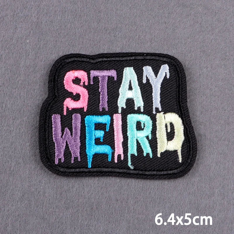 Black Patch With Slogan Iron On Patches For Clothes DIY Embroidery Applique Fusible Patch