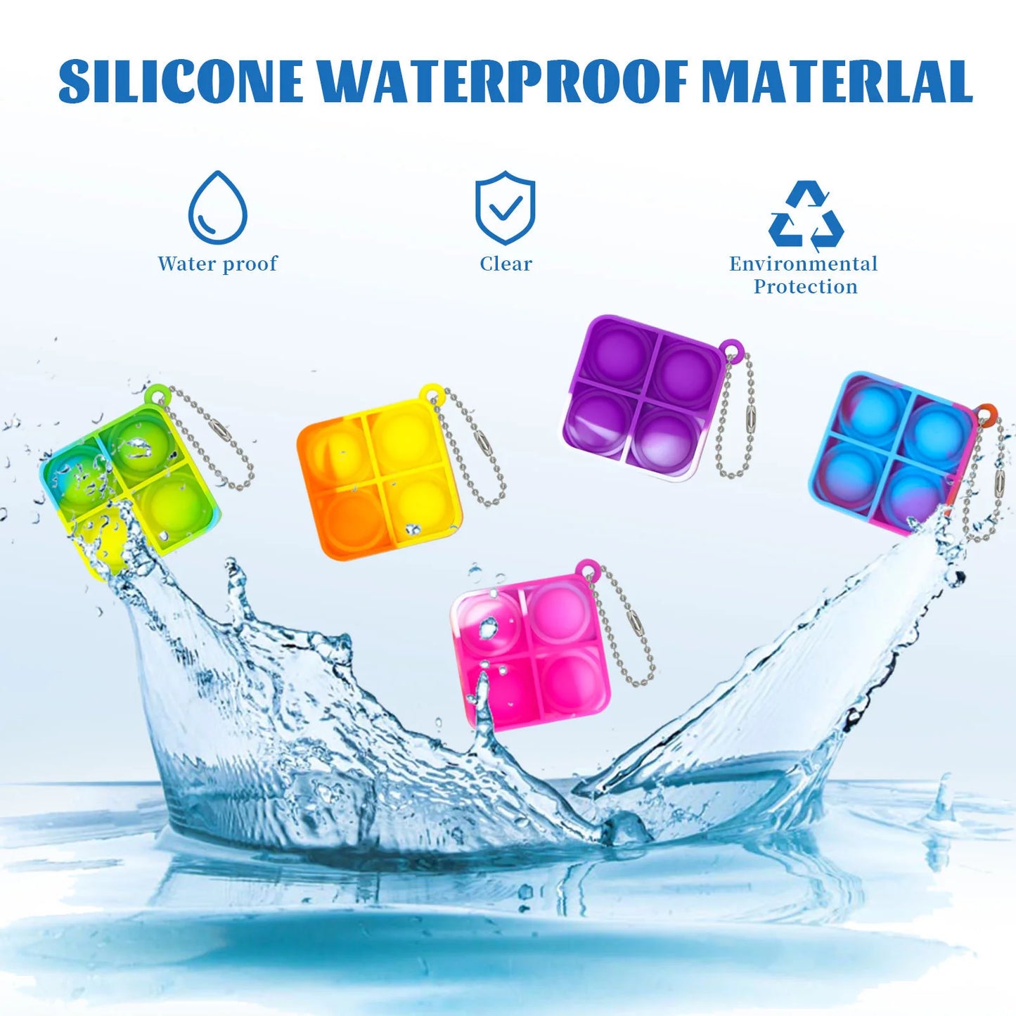 10-50pcs Mini Pop Keychain Toddler Sensory Fidget Toys Bulk Classroom Prizes for Kids