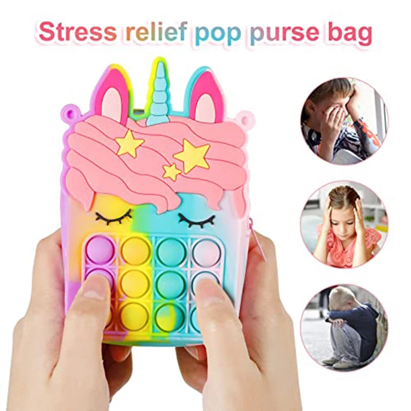 Rainbow Unicorn Bag Fidget Toys for Girls Decompression Stress Relief