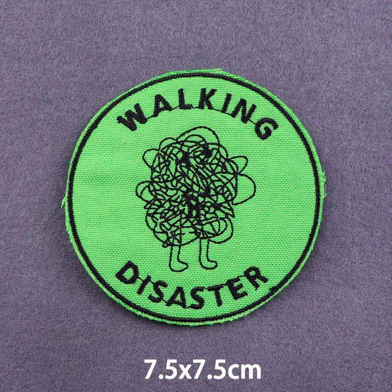 Black Patch With Slogan Iron On Patches For Clothes DIY Embroidery Applique Fusible Patch