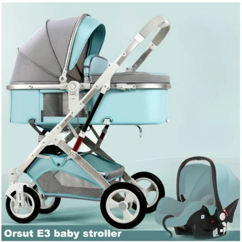 3 in 1 Baby Stroller with car seat,High Landscape Baby Carriage,Two-way Newborn Stroller Four-wheel  portable baby stroller