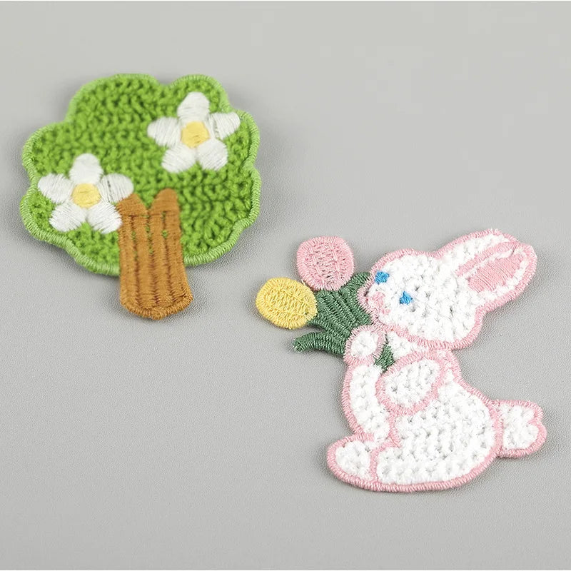 5pc Cartoon Little Rabbit Bear Love Cloth Sticker DIY Phone Case Decoration Cloth Patch