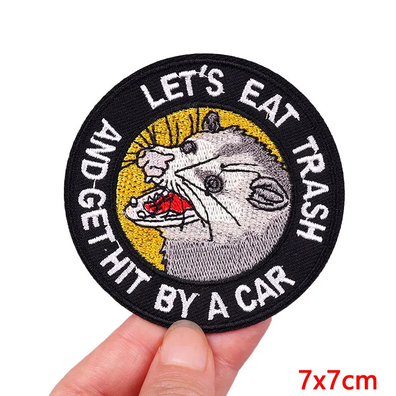 Animal Cat Possum Fox Patch Cartoon Embroidery Patch Iron On Patches For Clothing