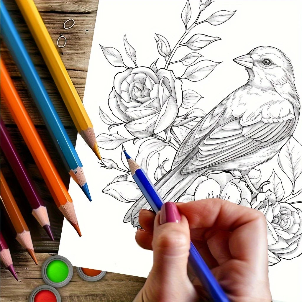 28 Pages Charming Birds World Coloring Coloring Book for Soothing Stress