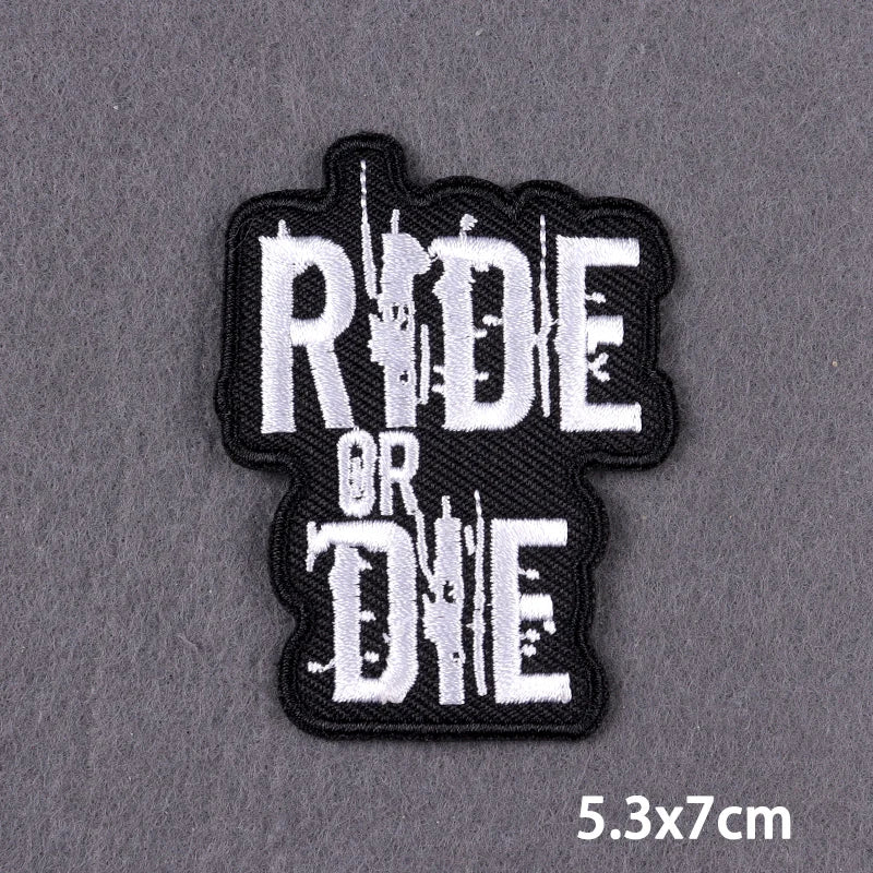Black Patch With Slogan Iron On Patches For Clothes DIY Embroidery Applique Fusible Patch