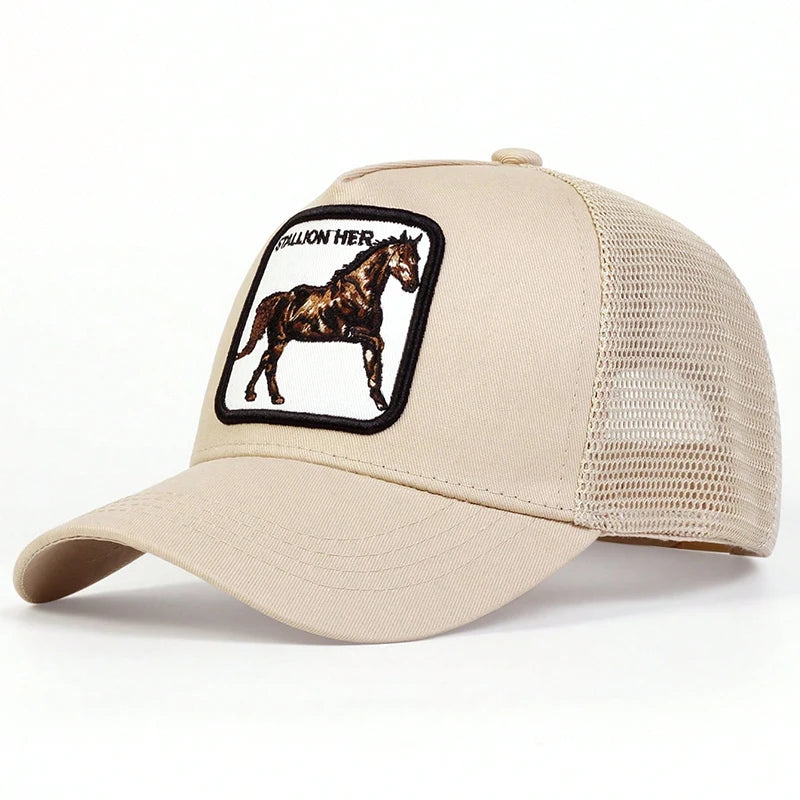 Stallion Embroidery Mesh Baseball Cap – Unisex Hat