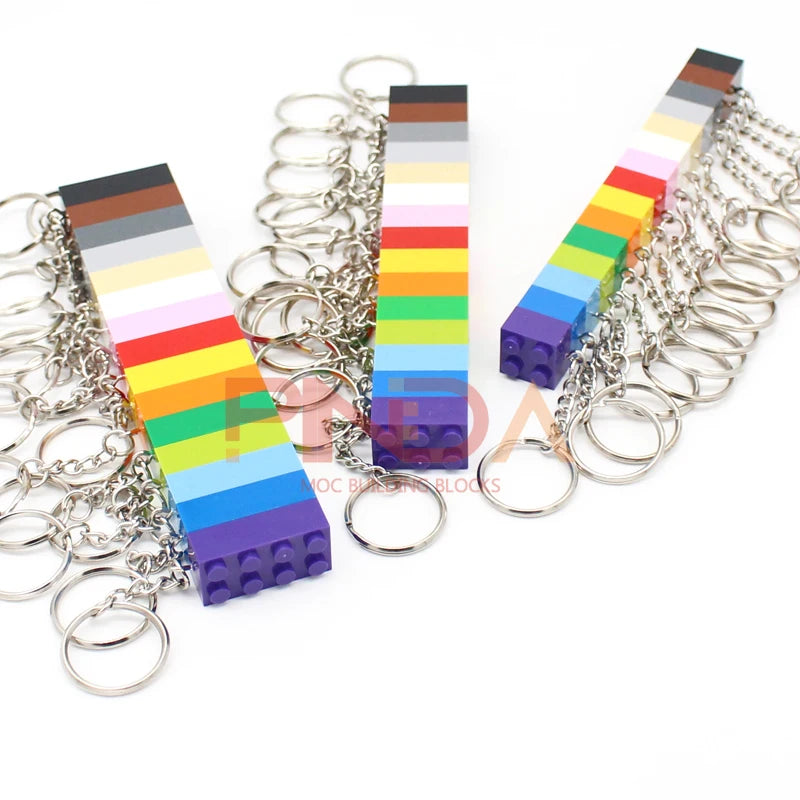 10Pcs MOC 2x4  Key Chain  Building Blocks Creative Gift  with MOC Brick Keychain