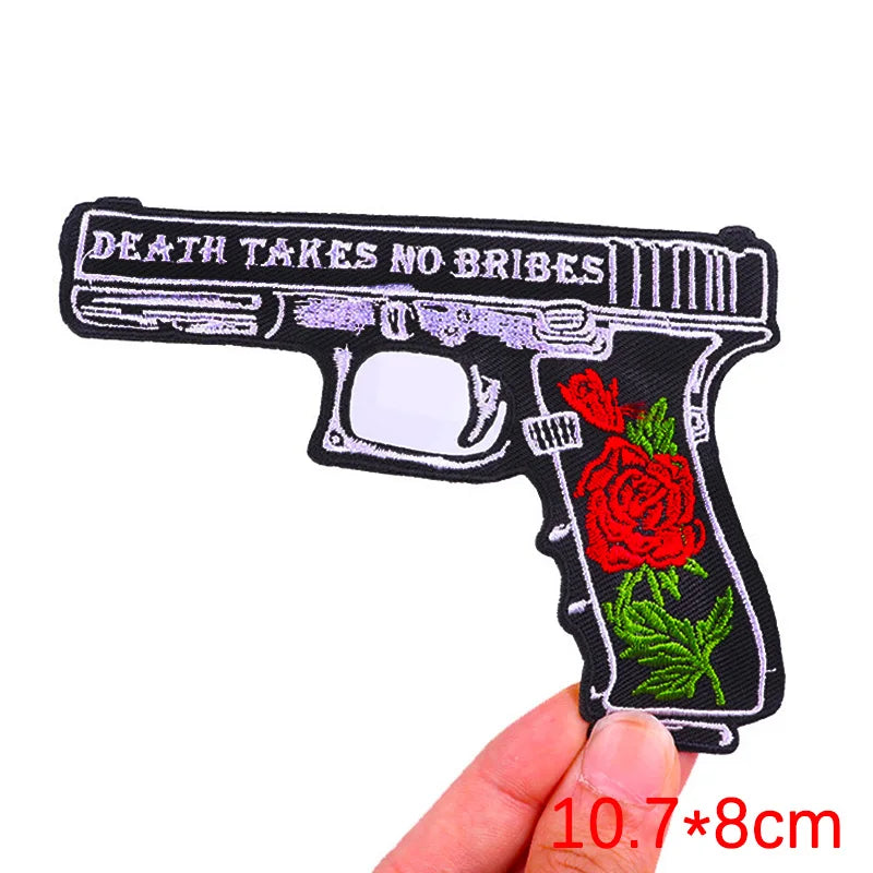 Rose Skull Embroidery Patch Punk Skull Patch Jackets Backpack Hats Sew DIY Iron On Patches For Clothing