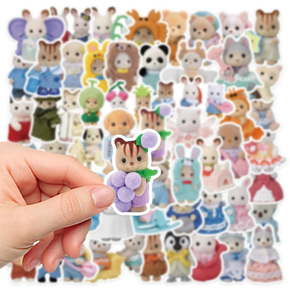 55pcs Calico Critters Stickers Laptop Scrapbook Decoration Graffiti Waterproof Sticker