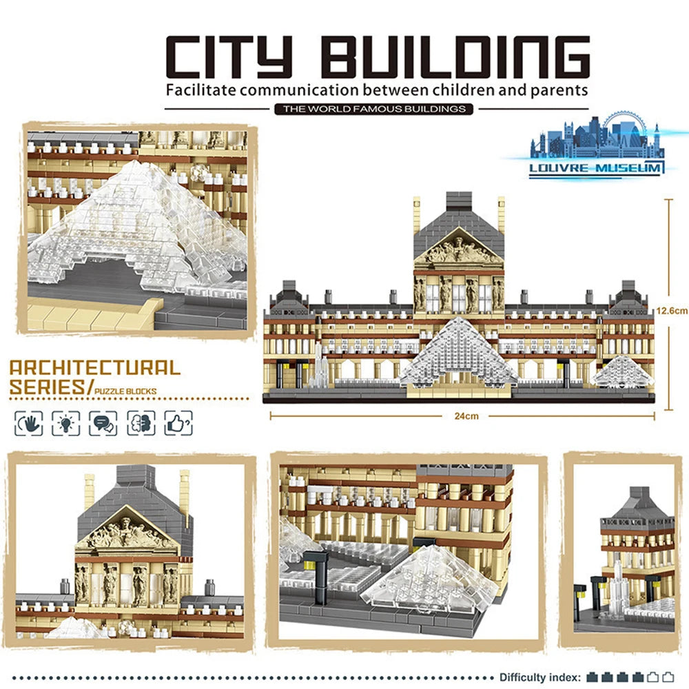 Louvre Micro Mini Building Blocks for Adult, Architecture Toys Set