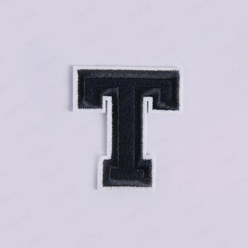 Navy Blue Letter Iron On Patch Applique DIY Alphabet Embroidered Patches For Clothing