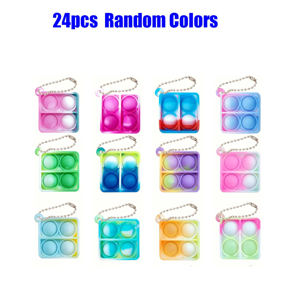12/24/48Pcs Mini Pop Fidget Toy Pack Kit Keychain Stress Relief Toys