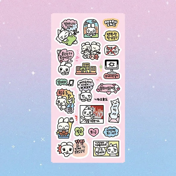 Cute Graffiti Korean Rabbit Cat Stickers Hand Account Diary Notebook Planner Scrapbook DIY Decorative Stickers