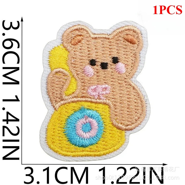 Cute Korean Handmade Embroidery Cloth Sticker Bear Patch Sticker Clothes Decoration
