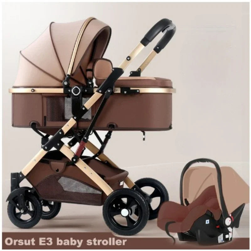 3 in 1 Baby Stroller with car seat,High Landscape Baby Carriage,Two-way Newborn Stroller Four-wheel  portable baby stroller