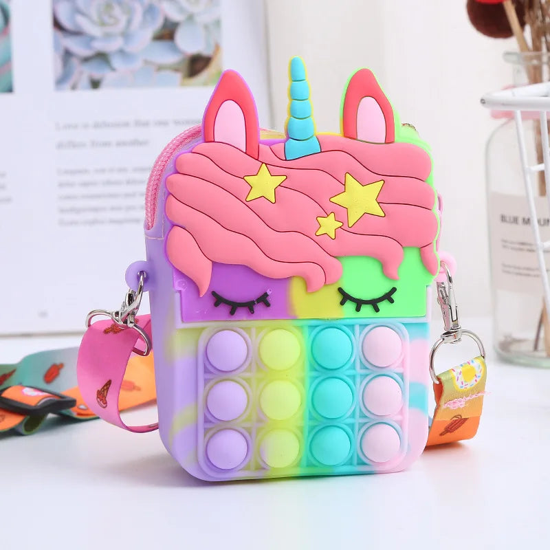 Rainbow Unicorn Bag Fidget Toys for Girls Decompression Stress Relief