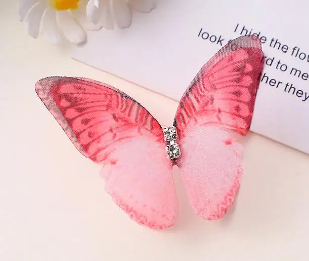 20pcs Double Sweet Butterfly Appliqued 3D Simulation Mesh Dreamy Bouquet Patch