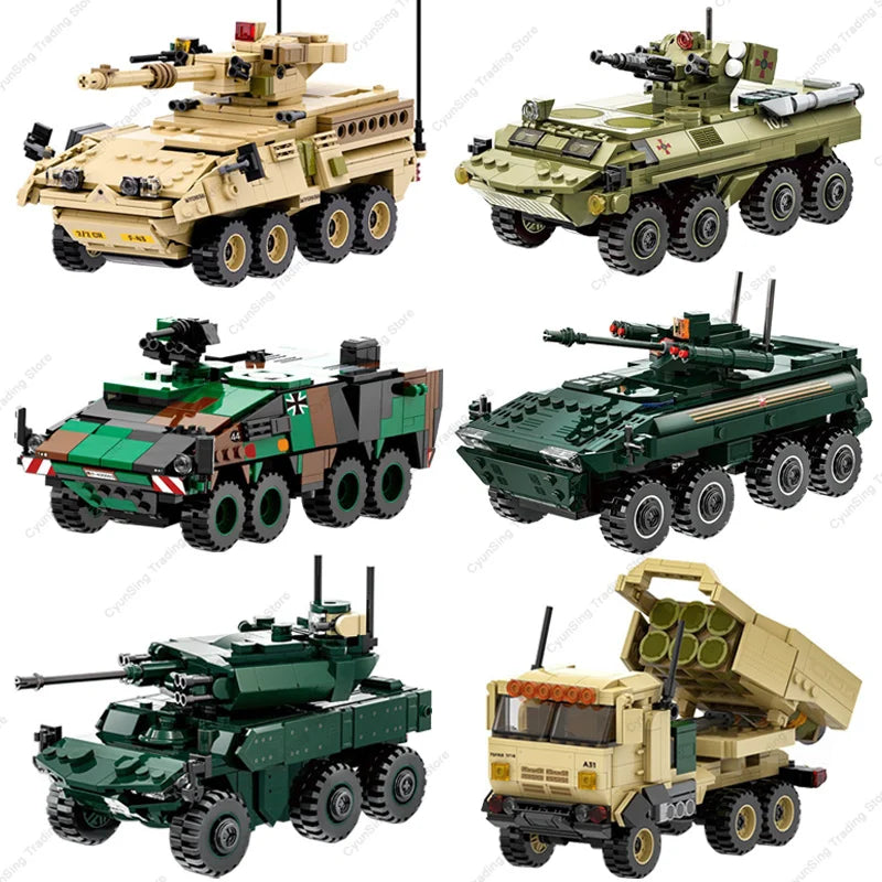 Modern Military Armor Vehicle DANA M2 BTR-4 Infantry Fighting Car Model Building Blocks