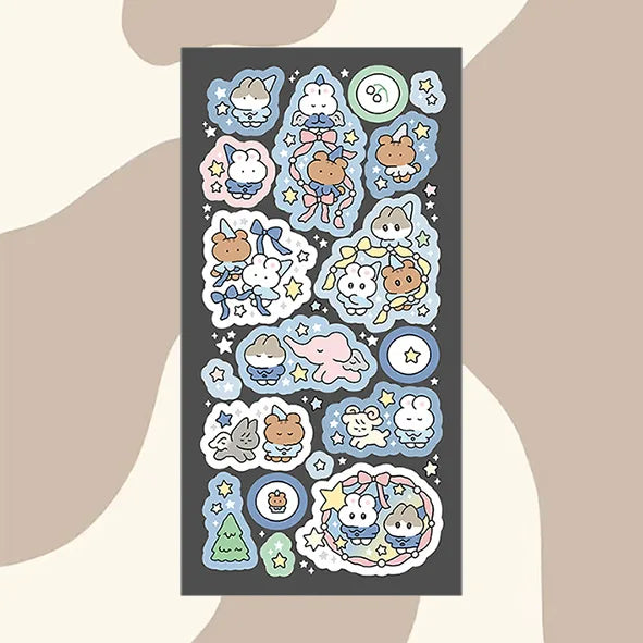 Cartoon Graffiti Teddy Bear Rabbit Stickers Korea Handbook Diary Decorative Stickers