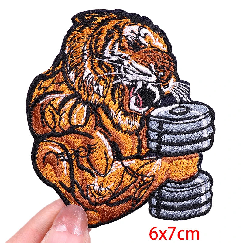 Muscle Animal/Rock Sports Embroidery Patch Iron On Patches For Clothing