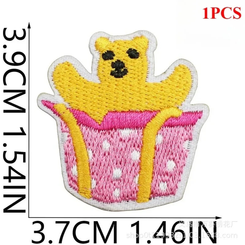 Cute Korean Handmade Embroidery Cloth Sticker Bear Patch Sticker Clothes Decoration